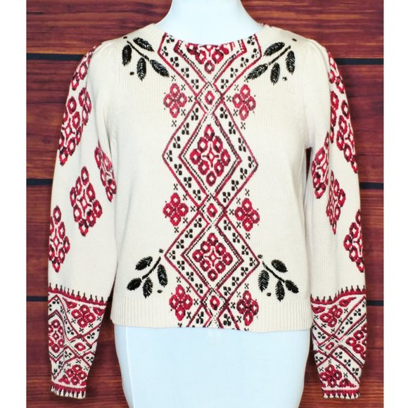 Anthropologie Sweaters - RARE Anthropologie Jessamyn Beaded Argyle Sweater